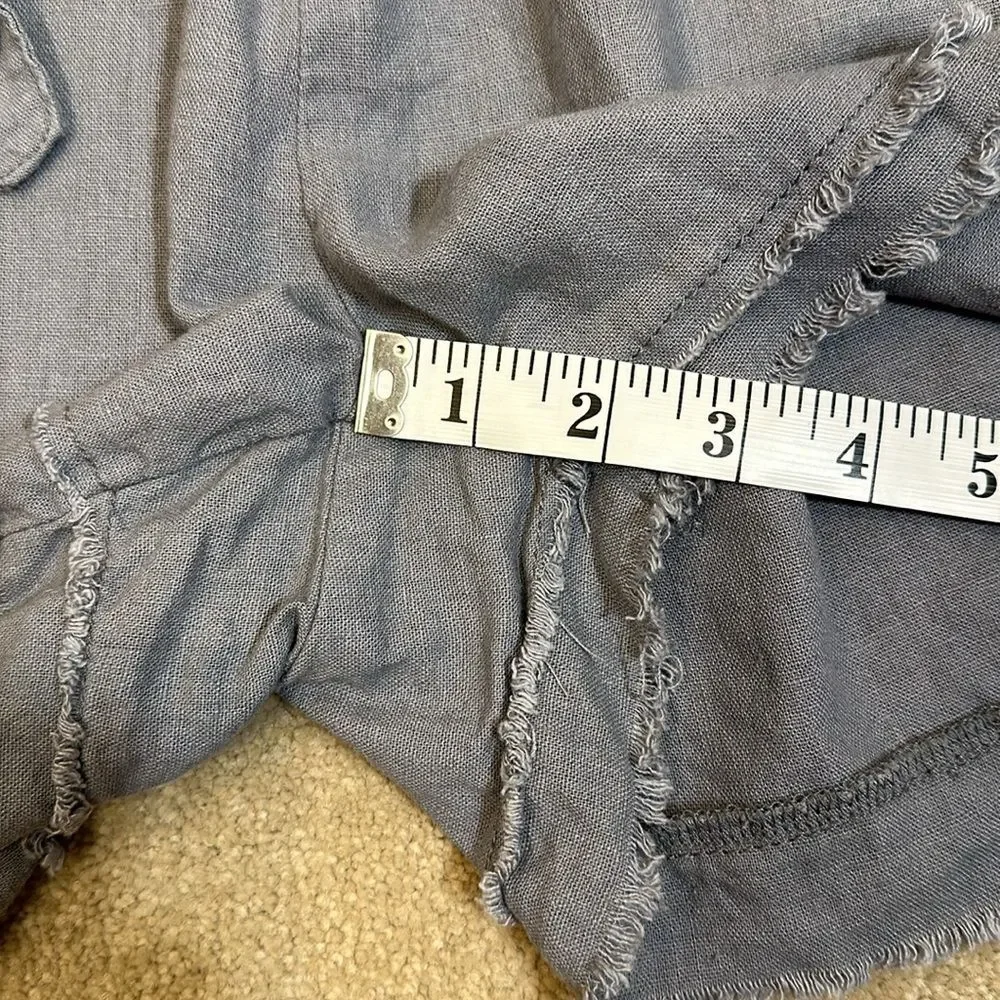 Rewash Women Blue Trooper Femme Utility Linen High Rise Cut Off Shorts Small